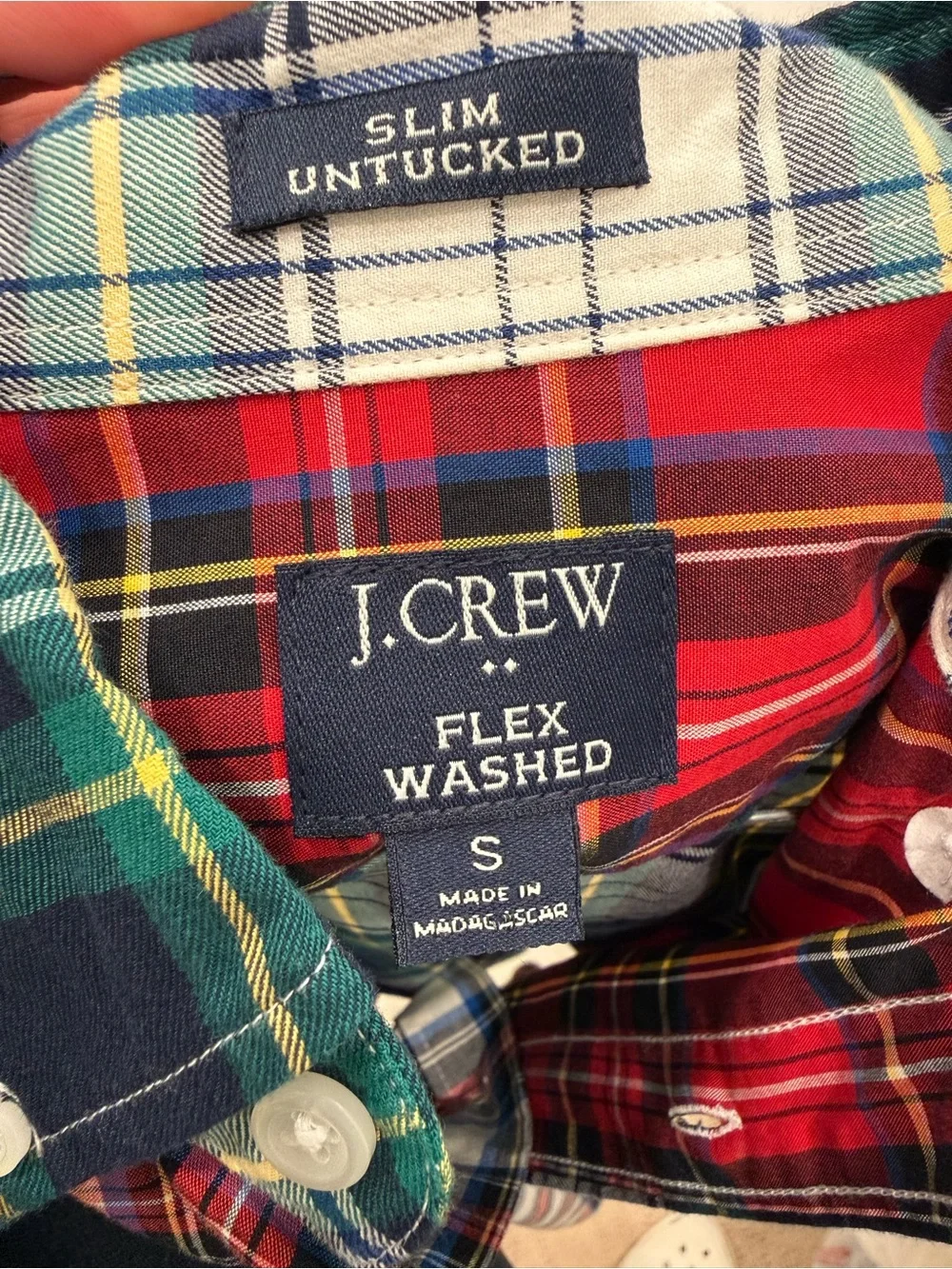 J. Crew Red & Green Plaid Patchwork Button-Down Shirt